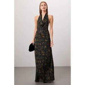 WeWoreWhat Black and Gold Halter Dress